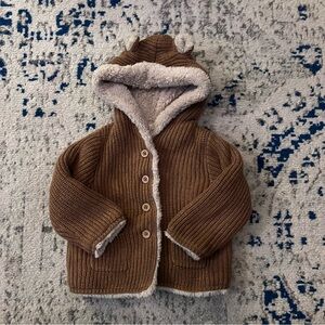 Baby GAP Brown Knit Hooded Cardigan with Ear Details
